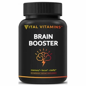 Vital Vitamins Brain Booster Nootropics Enhance Focus Memory Clarity 30 Caps - Picture 1 of 5