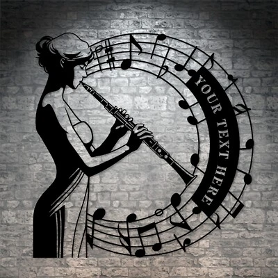 Letrero metálico personalizado con nombre de jugador de clarinete femenino. Decoración de pared de músico personalizada Foto 1 de 4