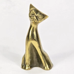 Vintage MCM massive Messing siamesische sitzende Katze Figur 3" Zoll - Bild 1 von 7