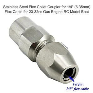 Stainless Steel Collet Coupler for 1/4" Flex Cable 23-32CC Gas Engine RC Boat - Picture 1 of 5