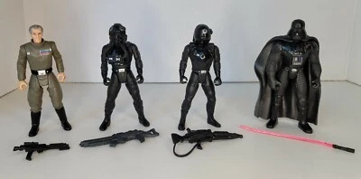 Vtg 95-97 Kenner Star Wars POTF Imperial Lot (Tie Pilot, Tarkin, Vader, Gunner) - Image 1 of 4