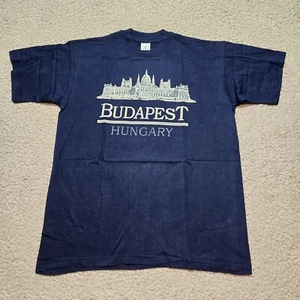 Budapest Hungary Souvenir TShirt Destination Navy Med. New - Picture 1 of 8