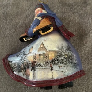 Thomas Kinkade Skater's Pond Santa Ornamento Ashton-Drake 2003 - Imagen 1 de 12