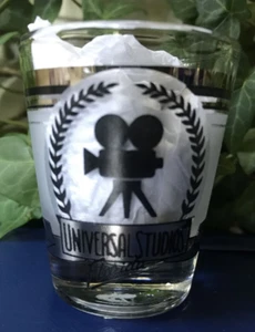 Vtg Shot Glass Universal Studios Florida Black Silver Retro Camera L👀K! 🎥 - Picture 1 of 7