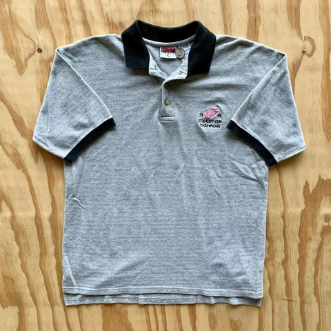 Vtg 1998 NHL Detroit Red Wings Polo Sz L Stanley Cup Champs Hockey Embroidered Cover