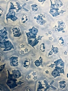 NURSERY THYME by Dona Mollo for General Fabrics BLUE Toile Village Scene BTFQ - Picture 1 of 5