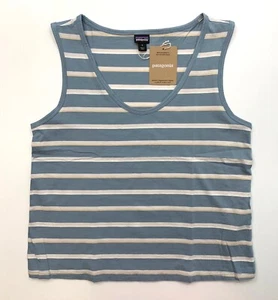 Women's PATAGONIA Regenerative Organic Cotton Tank Top #42190 STRIPE: PLUME GREY - Picture 1 of 2