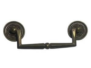 SOLID BRASS VINTAGE MCM SQUARE HANDLE DRAWER BAIL DROP PULL SWING HANDLE - Picture 1 of 10