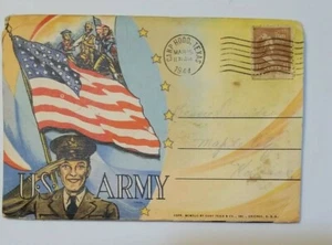 Vintage Fold Out Postcard --U.S. Army "Keep 'em Fighting!" With 11/2 Cent Stamp - Picture 1 of 10
