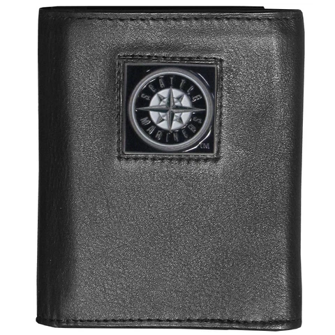 Seattle Mariners Leather Tri-Fold Wallet, Fine Grain MLB Licensed Cover