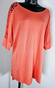 Ava & Viv Coral Orange Tunic Shirt-Size 1X - Picture 1 of 7