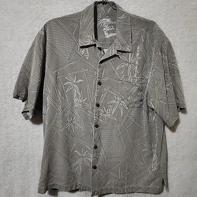 Jamaica Jaxx Men L Large Silk Bamboo Button Down Short Sleeve Shirt - Image 1 of 4