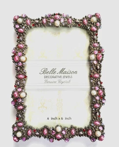 Belle Mason decorative jeweled and pearl 4x6 frame Excellent condition - Picture 1 of 6