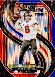 2024 Panini Select #108 Baker Mayfield Premier Level Red & Blue Prizm Shock - Picture 1 of 2