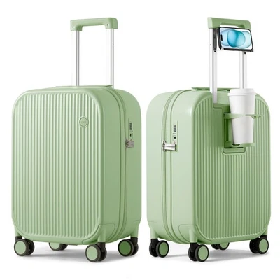 Equipaje de mano con soporte para teléfono con taza carcasa rígida maleta de viaje rodante con... Foto 1 de 4