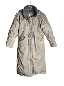 Vintage Mulberry Street Down Feather Coat Womens XS Grey Hooded Long Jacket Zip - Picture 1 of 16