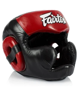 Fairtex Headgear HG13 Full Head Black/Red Super Sparring Muay Thai-OPEN BOX - Picture 1 of 7