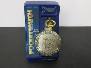 Milan Taschenuhr Herren Gold Silber Bicolor "World's Greatest Dad" mit Kette Neu in OVP - Bild 1 von 3