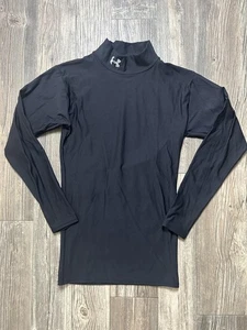Under Armour ColdGear Mock Neck Long Sleeve Shirt Small Black Stretch Base Layer - Picture 1 of 8