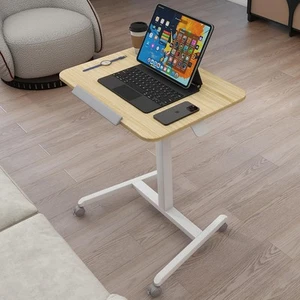 PUNCIA 90°Tiltable Small Standing Desk with Stoppers Rectangular, Natural  - Afbeelding 1 van 8