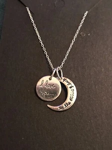 Collar colgante luna I LOVE YOU TO THE MOON & BACK de plata de ley 925 marca LA - Imagen 1 de 6