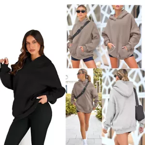 Oversized Sweatshirt Women Fleece Long Sleeve Crewneck Casual Pullover Tops 2024 - Picture 1 of 14