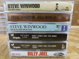 HUEY LEWIS & THE NEWS STEVE WINWOOD BILLY JOEL Vintage Rock Cassette Tape x 6 - Picture 1 of 11