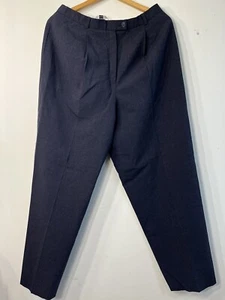 VTG Talbots Lined Wool Stretch Pants Size 14 Navy Blue Pleated High Rise Brown - Picture 1 of 11
