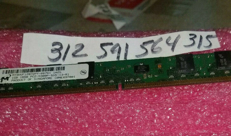 1GB  DDR2   PC2-5300P PC2 5300P  DDR2-667  240PIN DIMM  ECC-REG RDIMM VLP  1rx8  - Image 1 of 1
