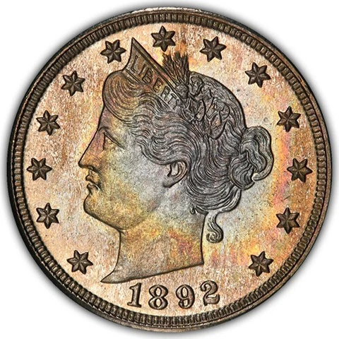 1892 LIBERTY 5c PCGS PR65 LIGHTLY PASTEL TONED GEM PROOF Cover