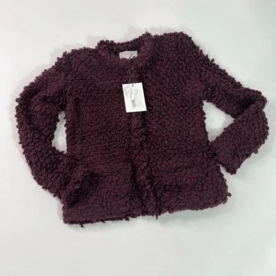 IRO Andrew Sweater Jacket Womens 40 Burgundy Button Front Loop Knit Wool New - Image 1 of 4