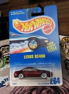👓Hot Wheels 1995 #264🏁Lexus SC400 Metalflake Burgundy⭐White 5-DOT Wheels🔴JDM - Bild 1 von 7