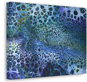 Abstract Painting Print Gallery Wrapped Canvas Acrylic Pour Artist Wall Art #24 - Picture 1 of 13