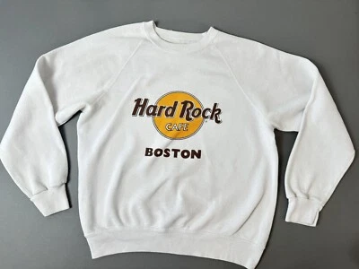 Sudadera De Colección Hard Rock Café Boston Para Mujer Grande Blanca Cuello Redondo HECHA EN EE. UU. Foto 1 de 4
