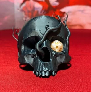 Pantalla de dados de cráneo, monumento a personajes TTRPG, impreso en 3D - Imagen 1 de 4