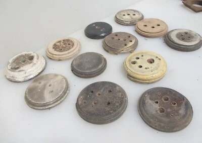 Vintage Carved Wooden Switch Plaque Old Plinth Wood Rose Antique 3.5"W - £5each - Image 1 of 4