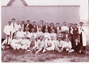 Vintage Antique Photograph On Board Male Group Cricket Team - Picture 1 of 2