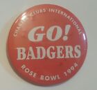 1994 WISCONSIN Badgers Rose Bowl button pin GO BADGERS