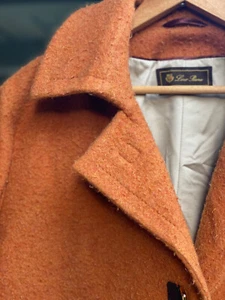 Women's Loro Piana Italy Orange Casentino Cashmere Capra Coat 46 L - Picture 1 of 12