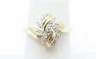 10k Yellow Gold Diamond Accent Cluster Ribbon Style Ring Size 6