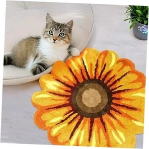 Bathroom Rug Daisy Floral Bathmat Sunflower Bedroom Kitchen Farmhouse Carpet - Picture 1 of 8