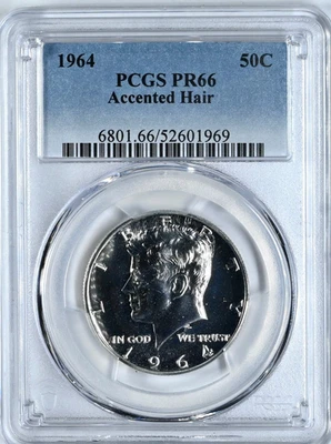 1964 Kennedy Half Dollar PCGS Graded PR66 Accented Hair Coin 6801 - Image 1 of 2