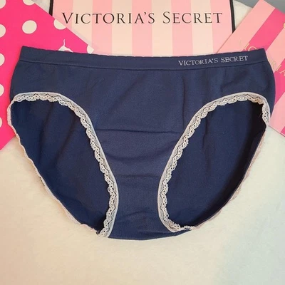 VTG Victoria's Secret Seamless Stretch Nylon Lace High Leg Brief Panty Size Lg - Image 1 of 4