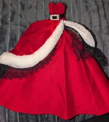 VESTIDO BARBIE Natal Papai Noel FÉRIAS 2007 VERMELHO BRANCO Pele/PRETO Renda VESTIDO DA MODA - Imagem 1 de 4
