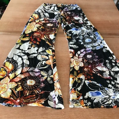 Pantalones Jams World Wide Leg Pull On Mujer M Azul Floral Bolsillo Cintura Elástica Foto 1 de 4