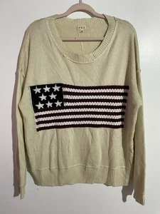 POL Sweater M America Flag Wool Oversized Boxy Lagenlook Ralph Lauren Style - Picture 1 of 10