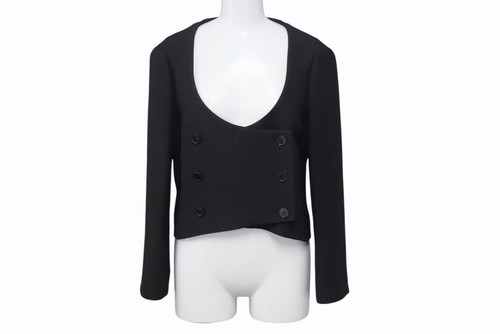 Giacca sartoriale Christian Dior lana seta cropped nera taglia