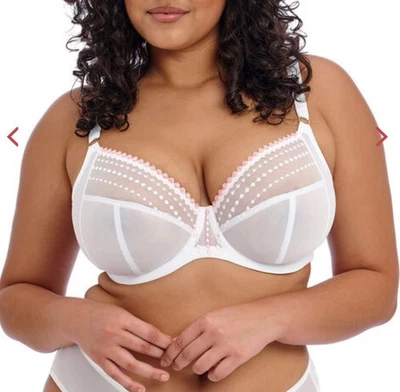 Elomi Matilda Plunge Bra 32L White And Pink Lace - Image 1 of 4