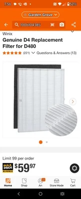 (NUEVO) WINIX Filtro de repuesto genuino D44 para D480 Foto 1 de 2