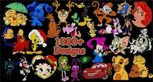 MACHINE EMBROIDERY DESIGNS - OVER 1010 CARTOON DESIGNS - USB DELIVERED DESIGNS - Afbeelding 1 van 1